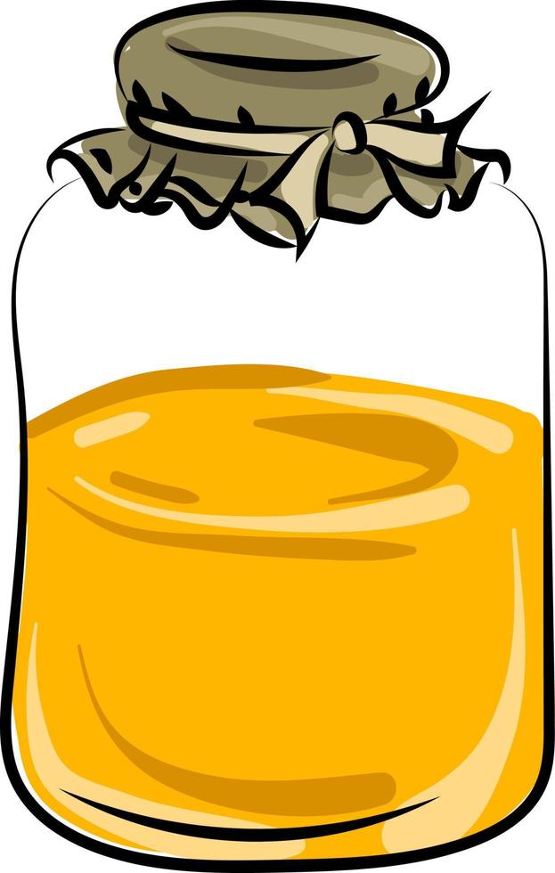 Honey in jar, illustration, vector on white background.