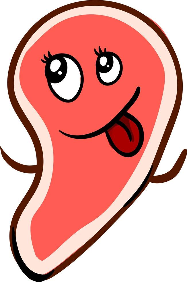 Happy meat, illustration, vector on white background.