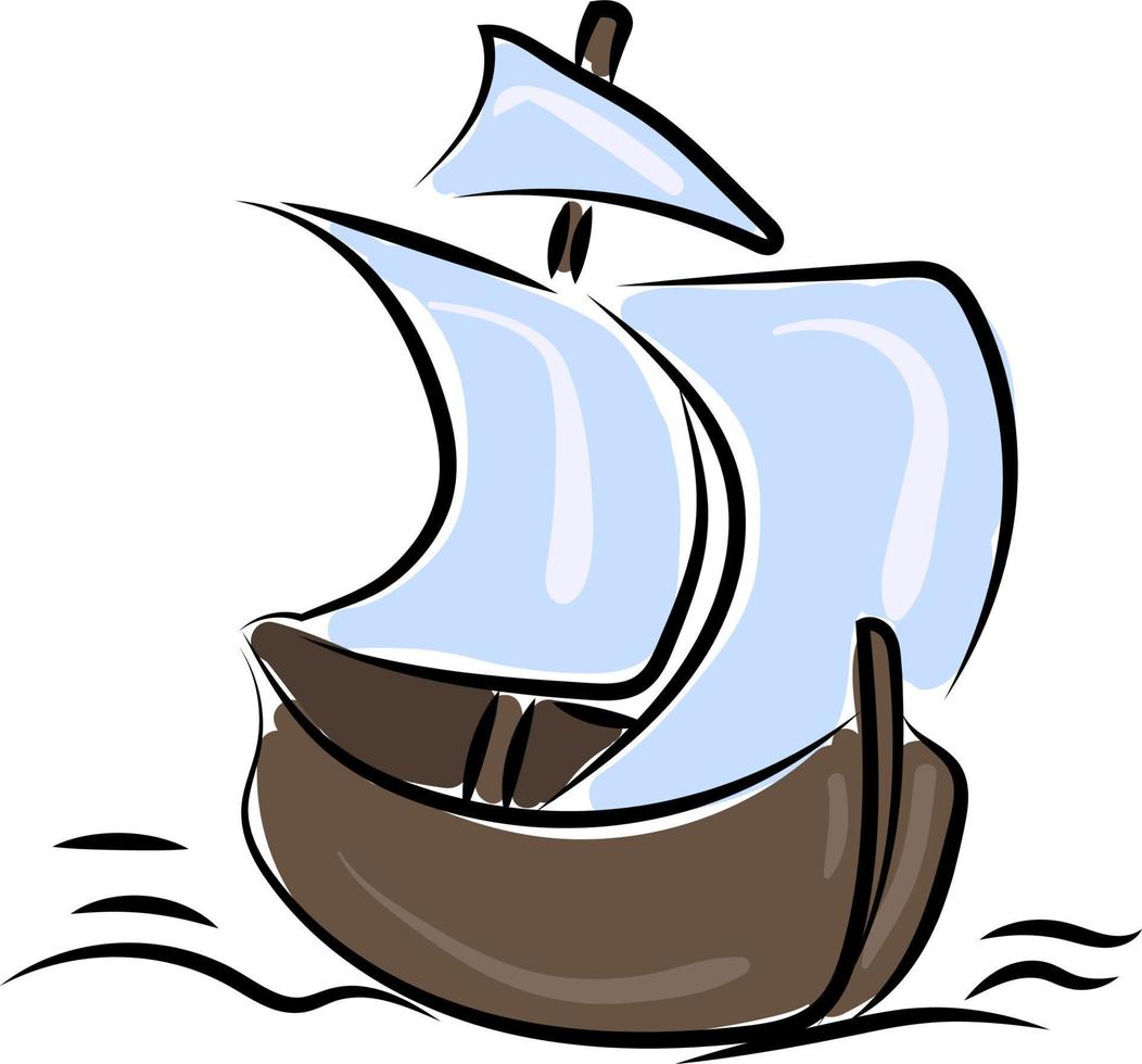 Small boat drawing, illustration, vector on white background