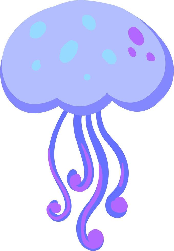 Purple jellyfish, illustration, vector on white background.