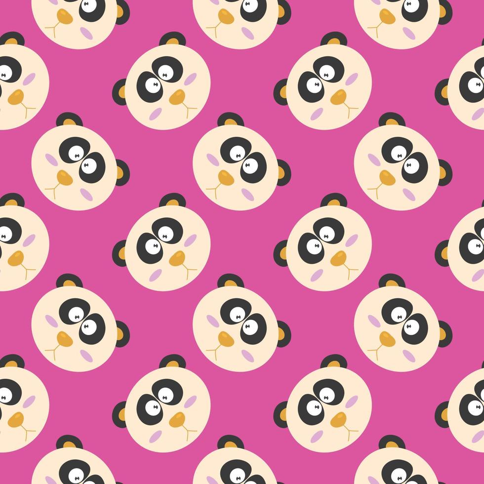 Panda head , seamless pattern on a pink background. vector