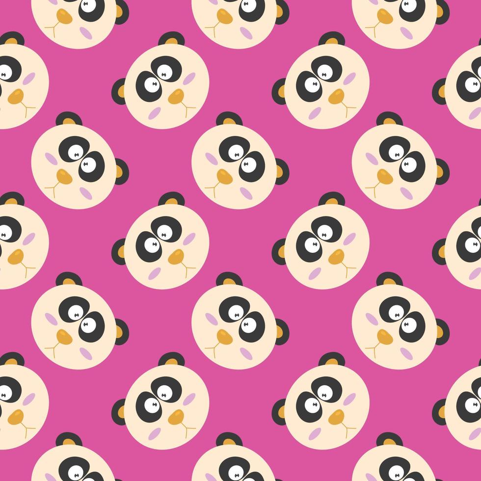 cabeza de panda, patrón sin costuras en un fondo rosa. vector