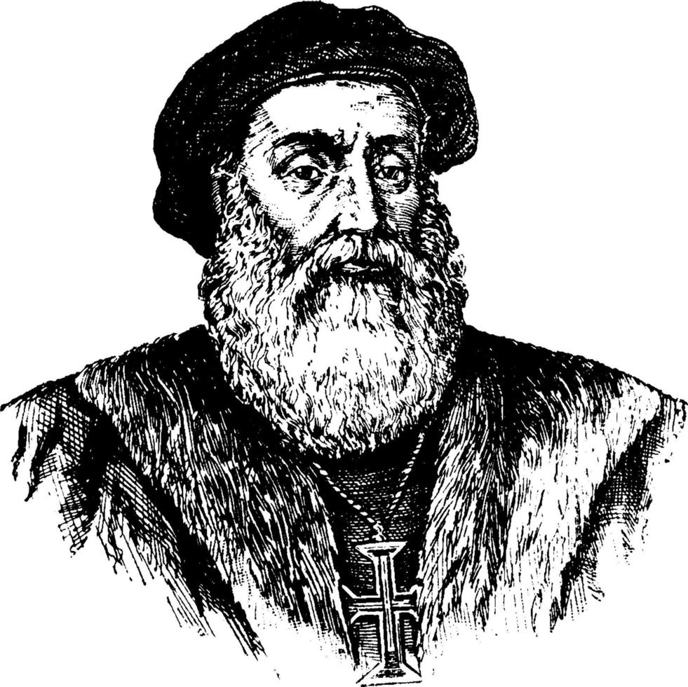 Vasco Da Gama, vintage illustration vector