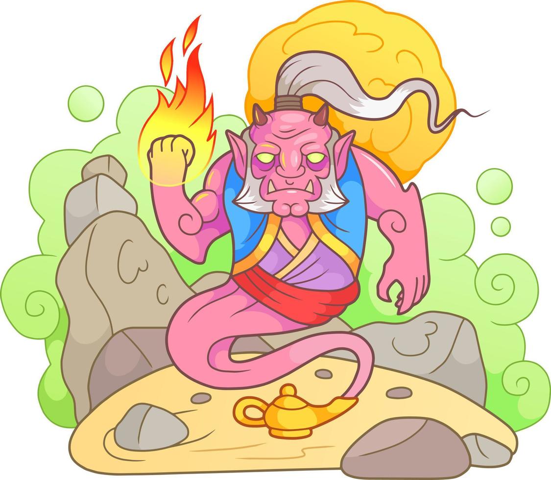 mythological cartoon genie vector