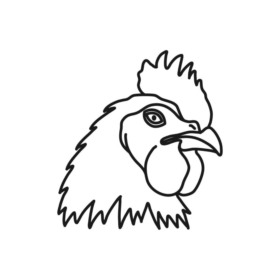 cabeza de gallo en la ilustración de arte lineal. icono de cabeza de gallo. vector de gallo mascota del gallo.