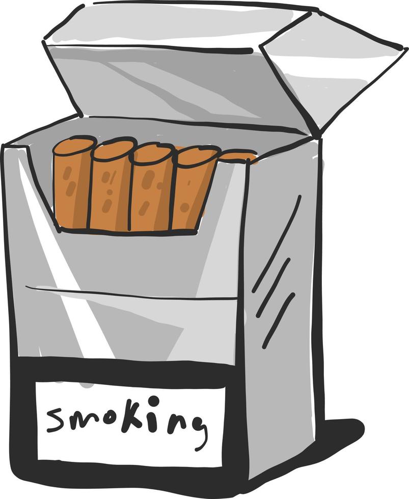 Cigareette box, illustration, vector on white background