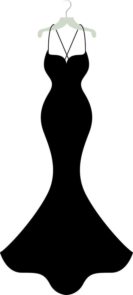 vestido negro, ilustración, vector sobre fondo blanco.