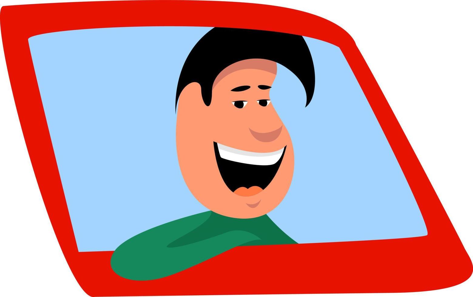 Man in the car , illustration, vector on white background