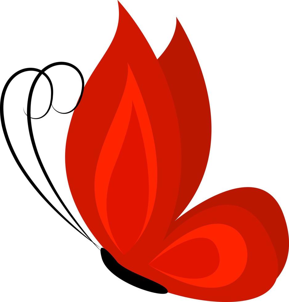Red butterfly, illustration, vector on white background.