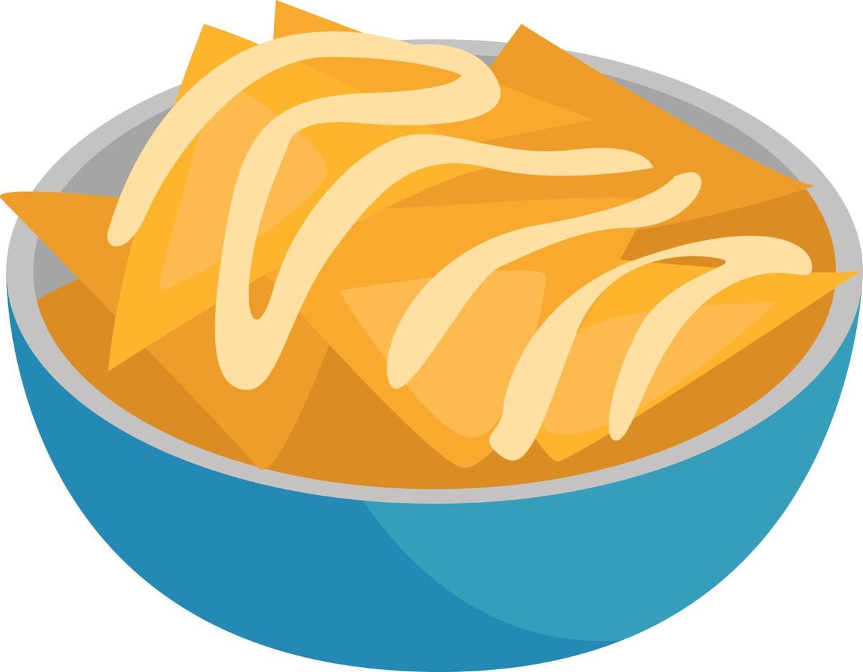 Nachos in bowl, illustration, vector on white background
