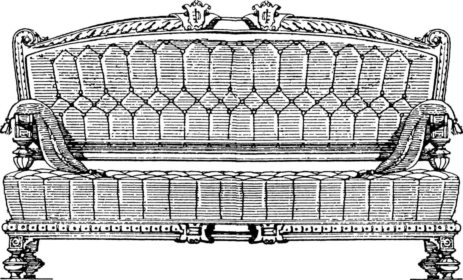 sofá moderno, ilustración antigua. vector