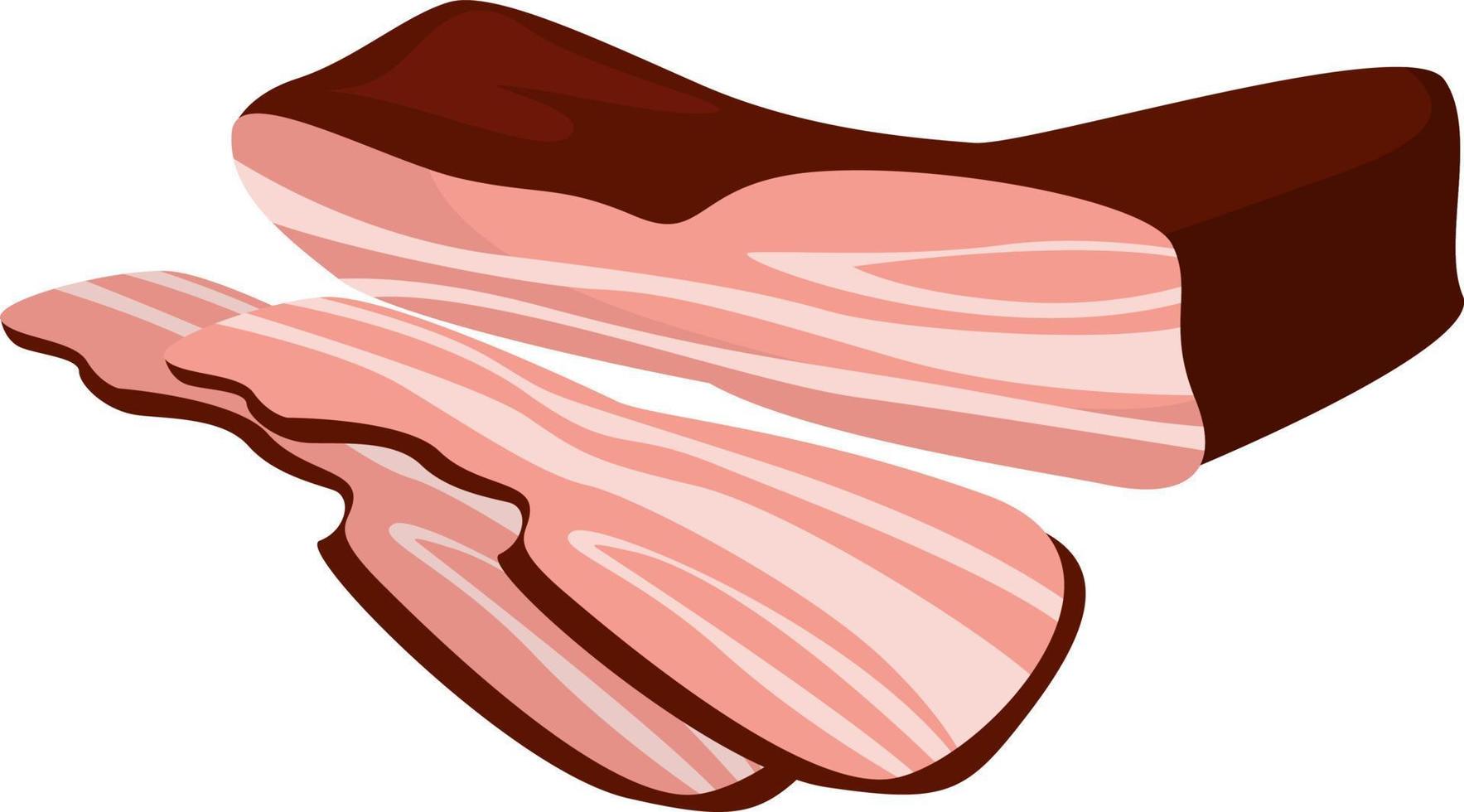 Bacon slices, illustration, vector on white background.