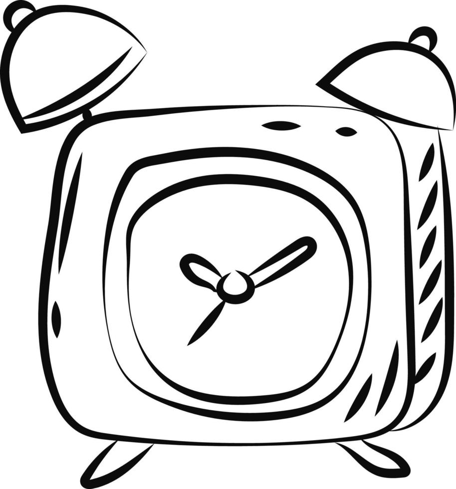 Alarm clock sketch, illustration, vector on white background.