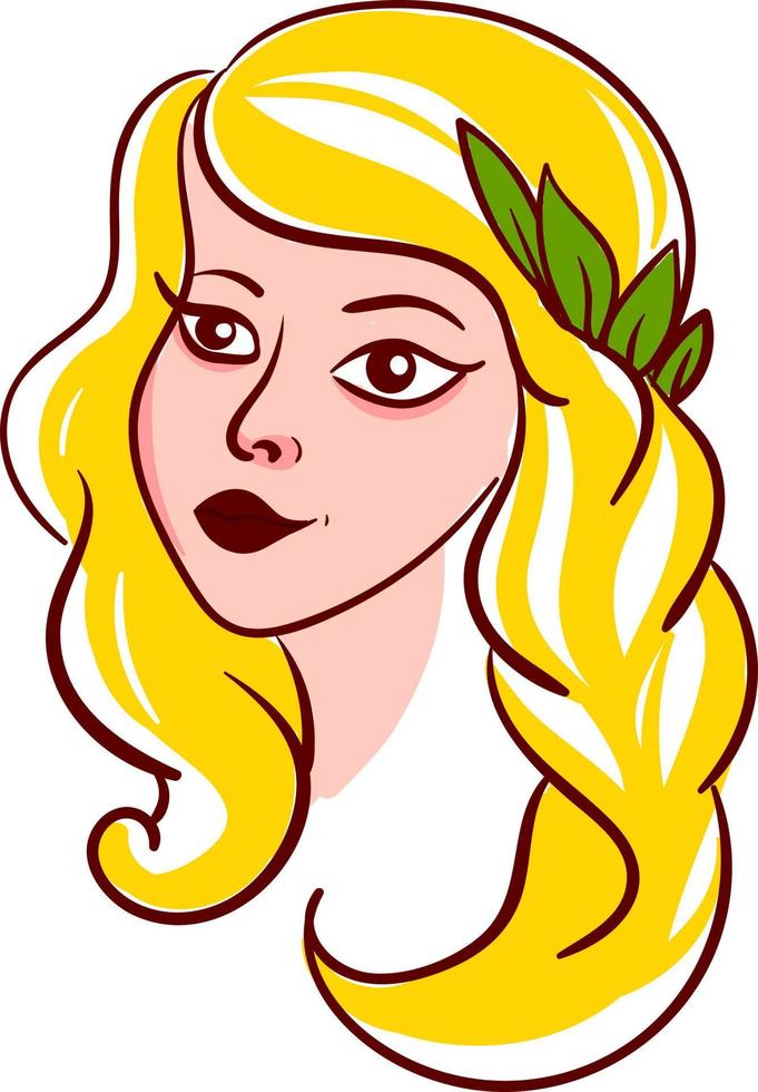 Blonde goddess Aphrodite, illustration, vector on white background