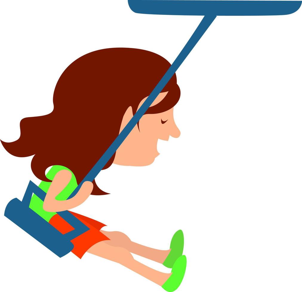 Children swinging, illustration, vector on white background