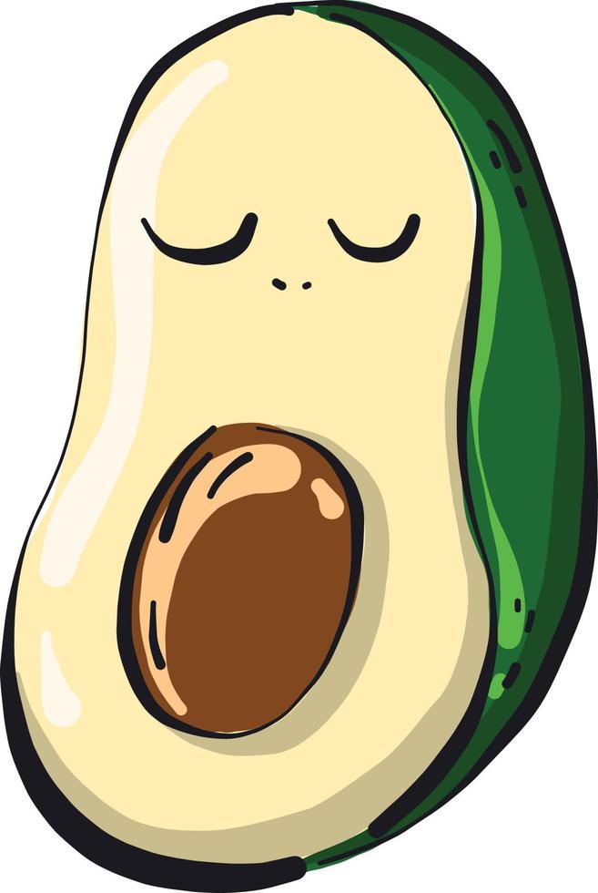 Sleepy avocado, illustration, vector on white background.