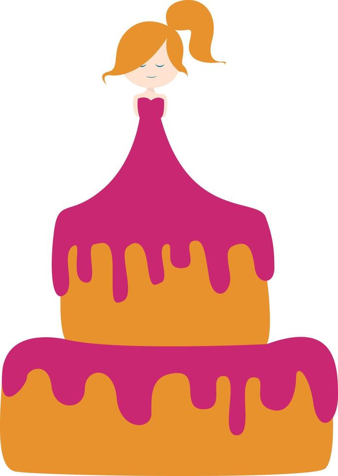 pastel de cumpleaños, ilustración, vector sobre fondo blanco.