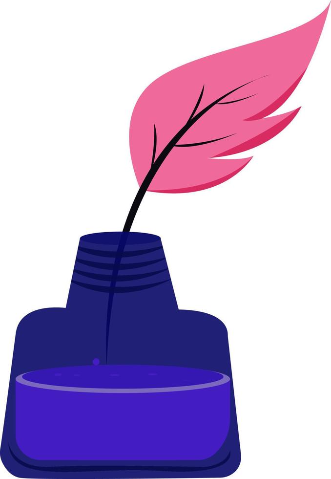 Purple ink pot, illustration, vector on white background