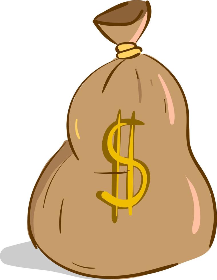 A bag of money, vector or color illustration.