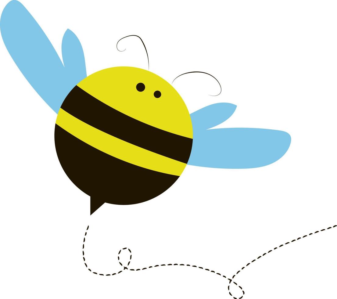 Flying little bee, illustration, vector on white background.