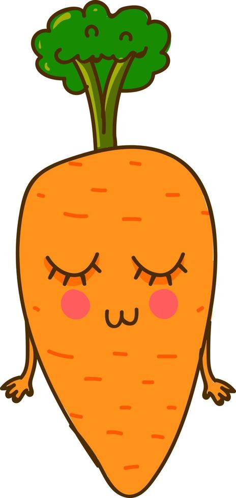 Cute sleeping carrot, illustration, vector on white background.