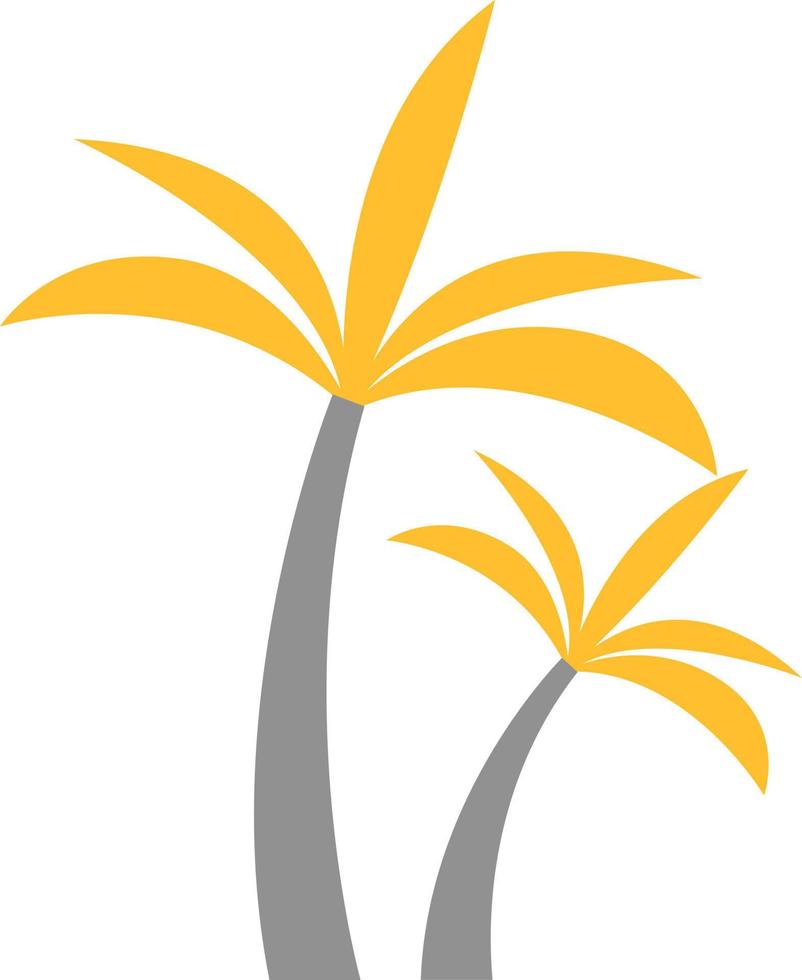 palmeras amarillas, ilustración, vector sobre fondo blanco.