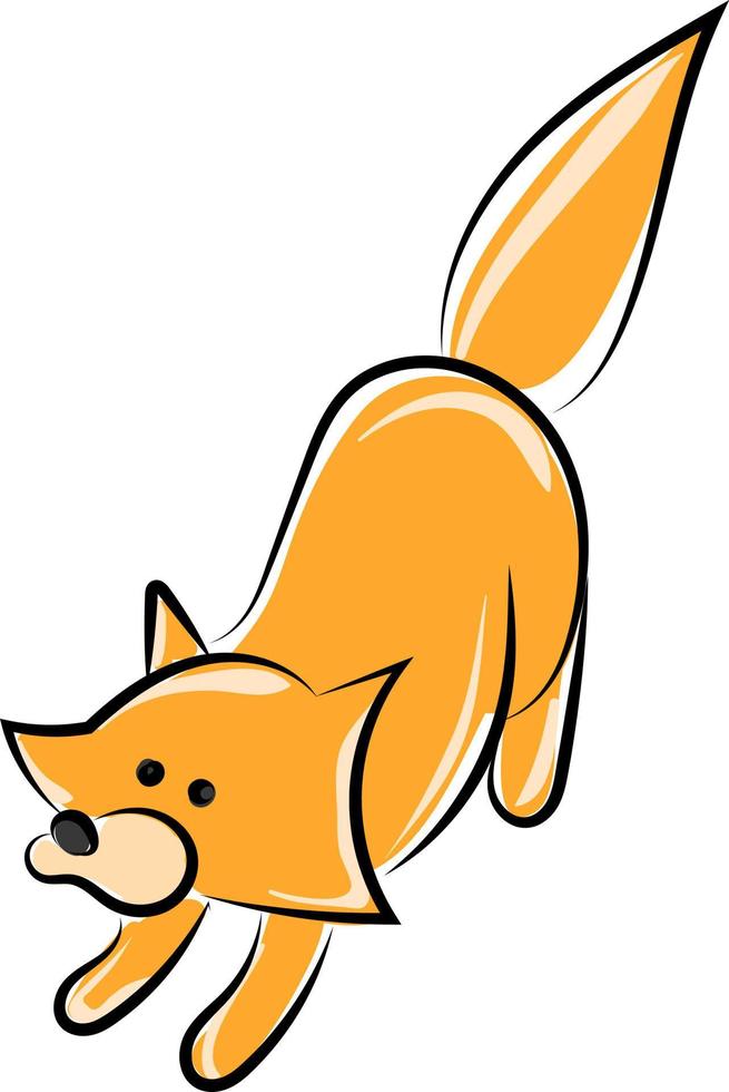 Fox drawing, illustration, vector on white background.