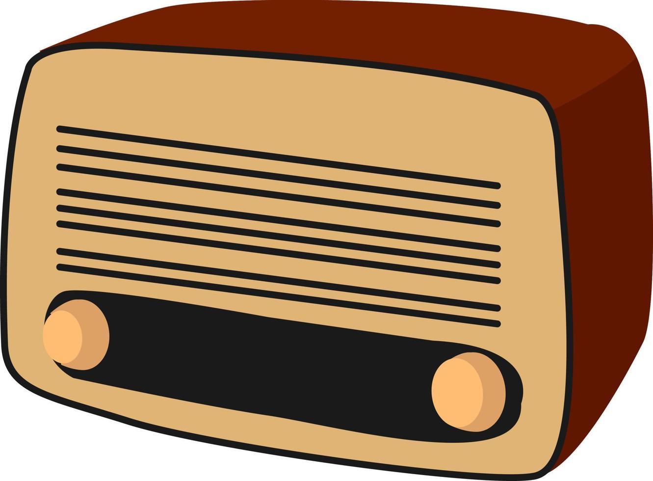 Retro radio, illustration, vector on white background.