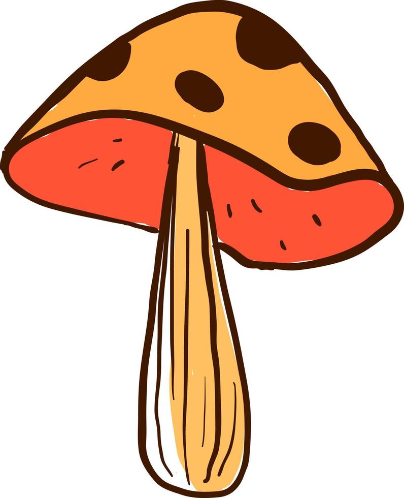 Mushroom drawing, illustration, vector on white background.