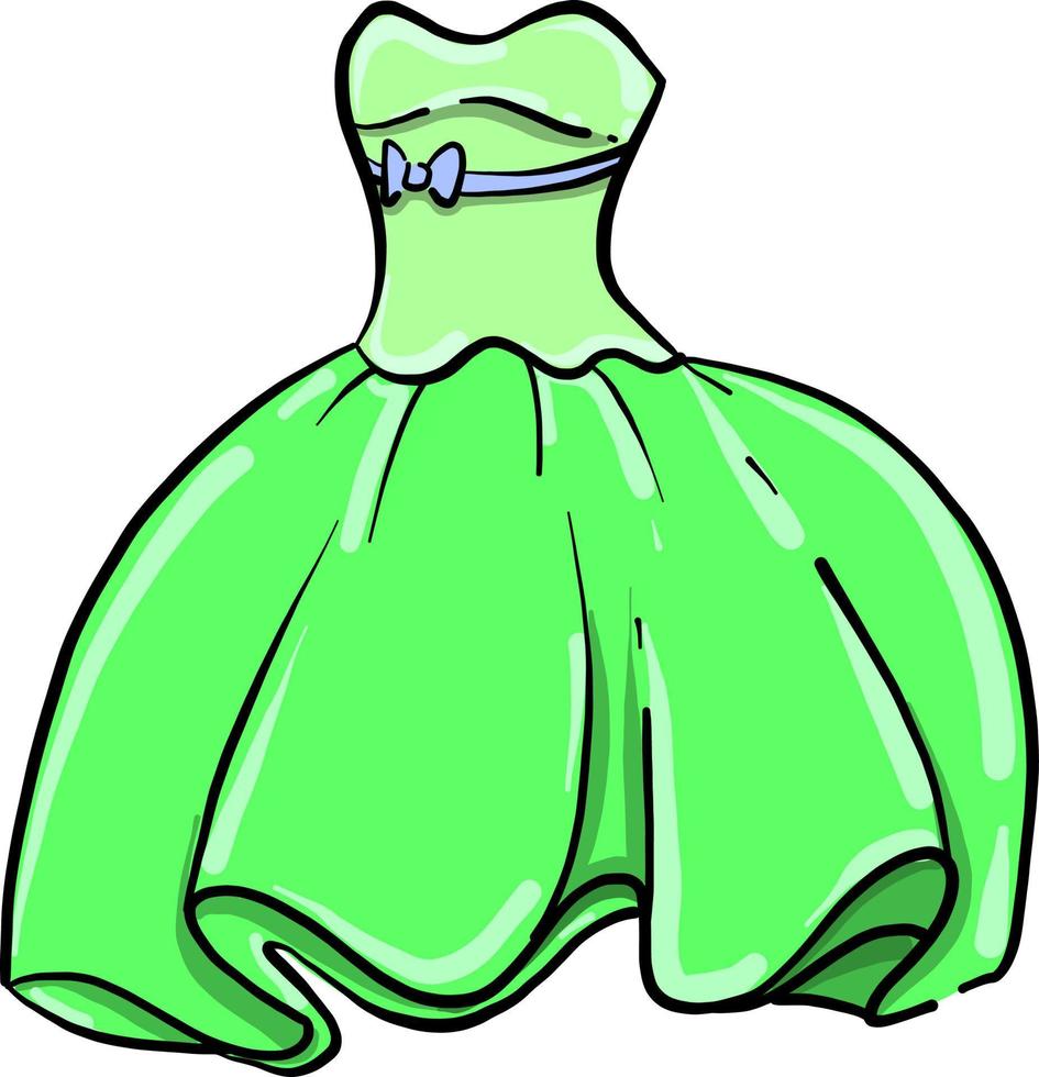 Green beautiful dress, illustration, vector on white background