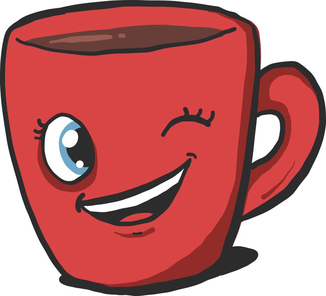 Winking cup, illustration, vector on white background