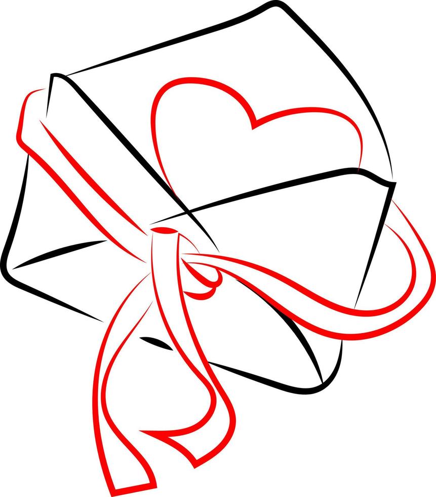 Envelope with heart, illustration, vector on white background.