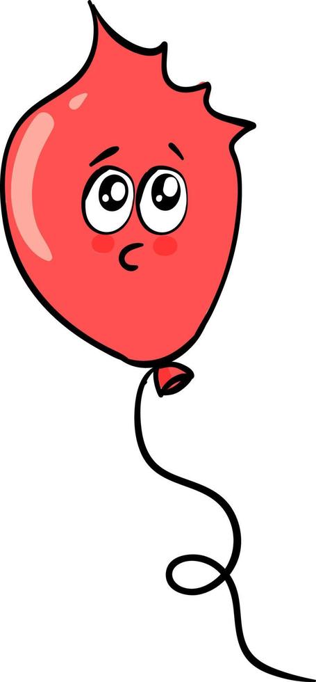 globo rojo asustado, ilustración, vector sobre fondo blanco.