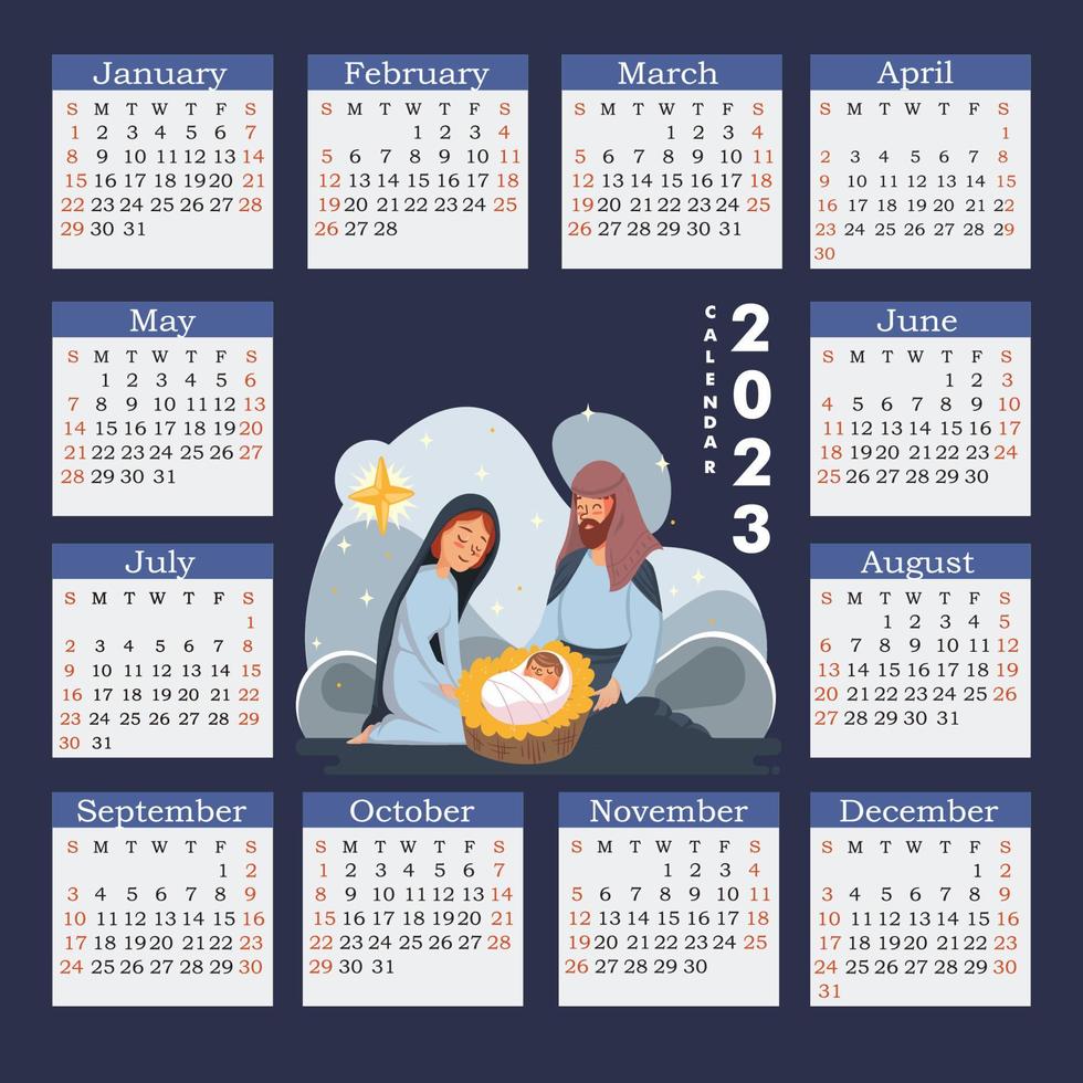 bonito calendario navideño 2023 navidad vector