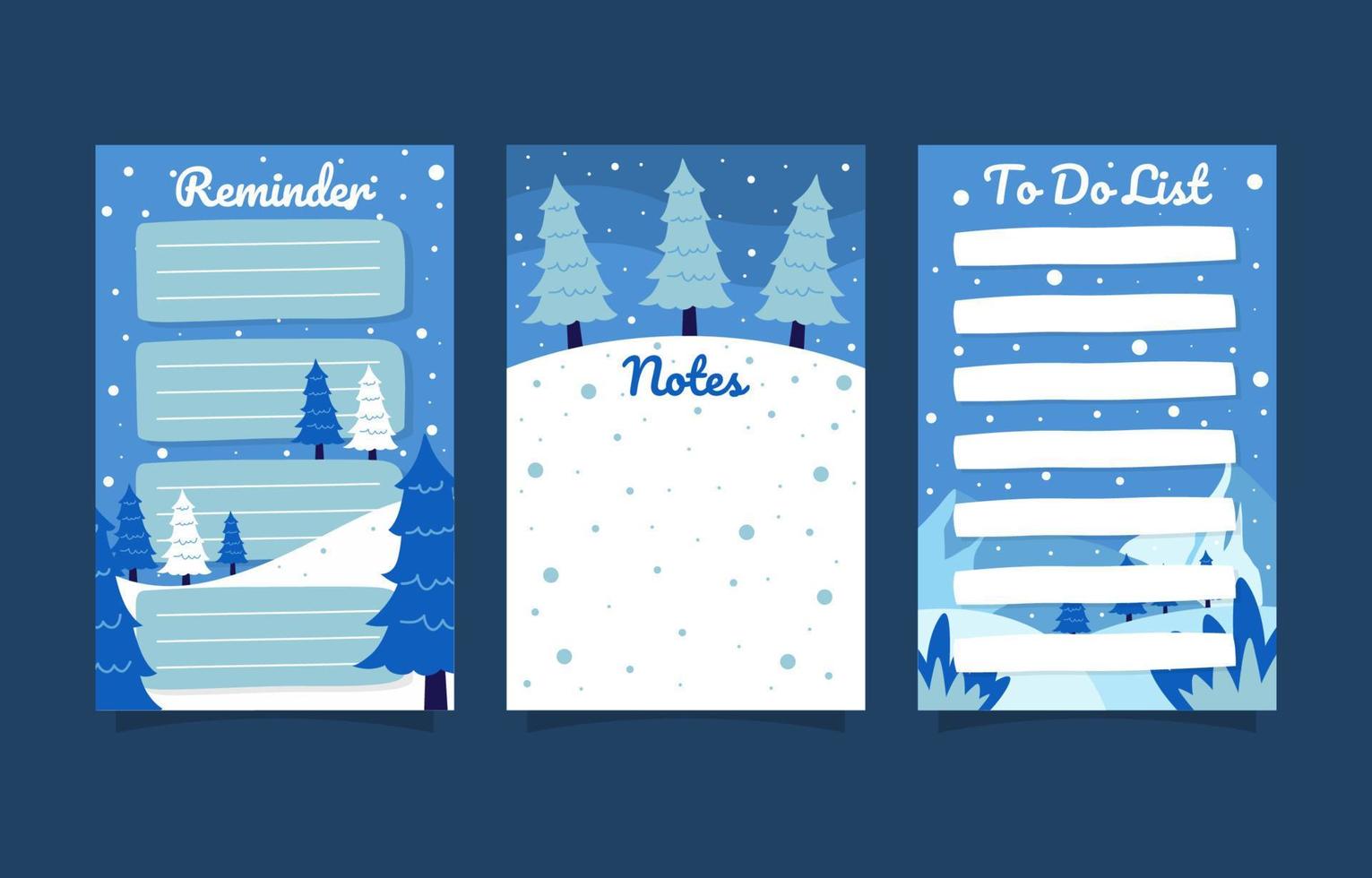 Winter Nature Hand Drawn Journal Pages Collection vector