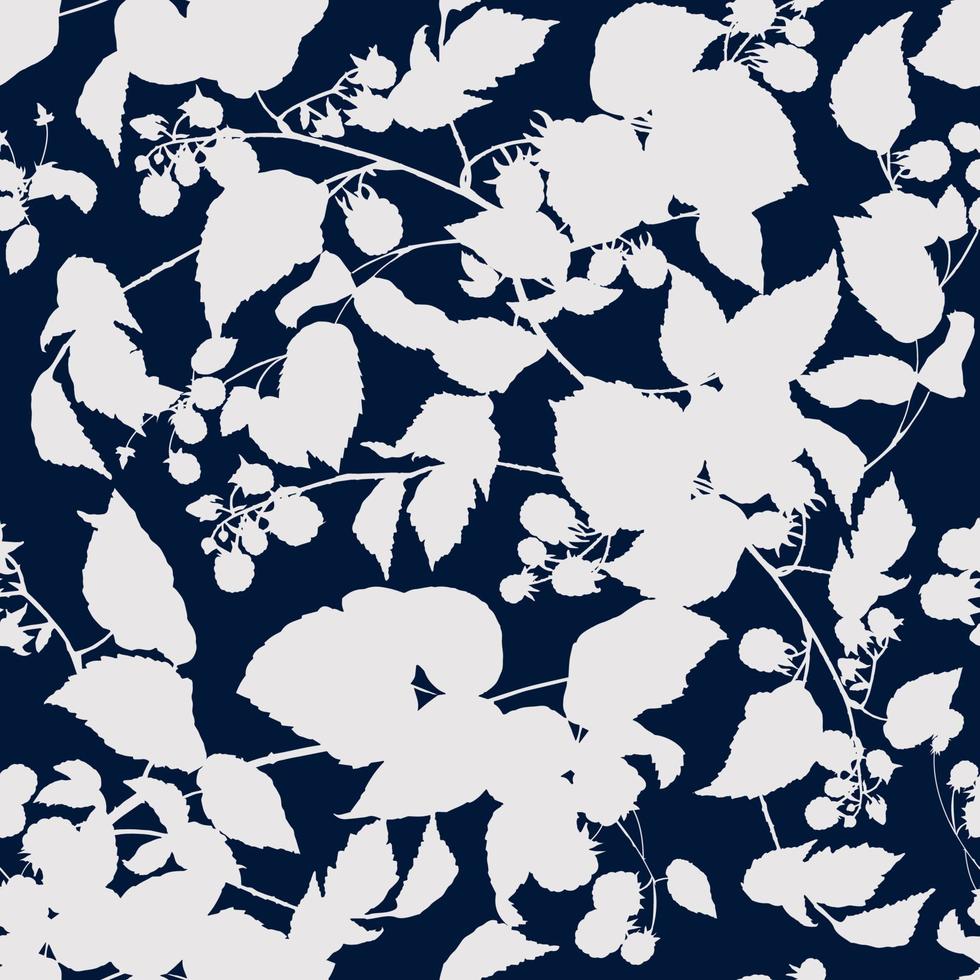 Decorative seamless pattern with branches and raspberries. Ideal for fabric, wallpaper, wrapping paper, filling drawings, textiles, web page textures vector