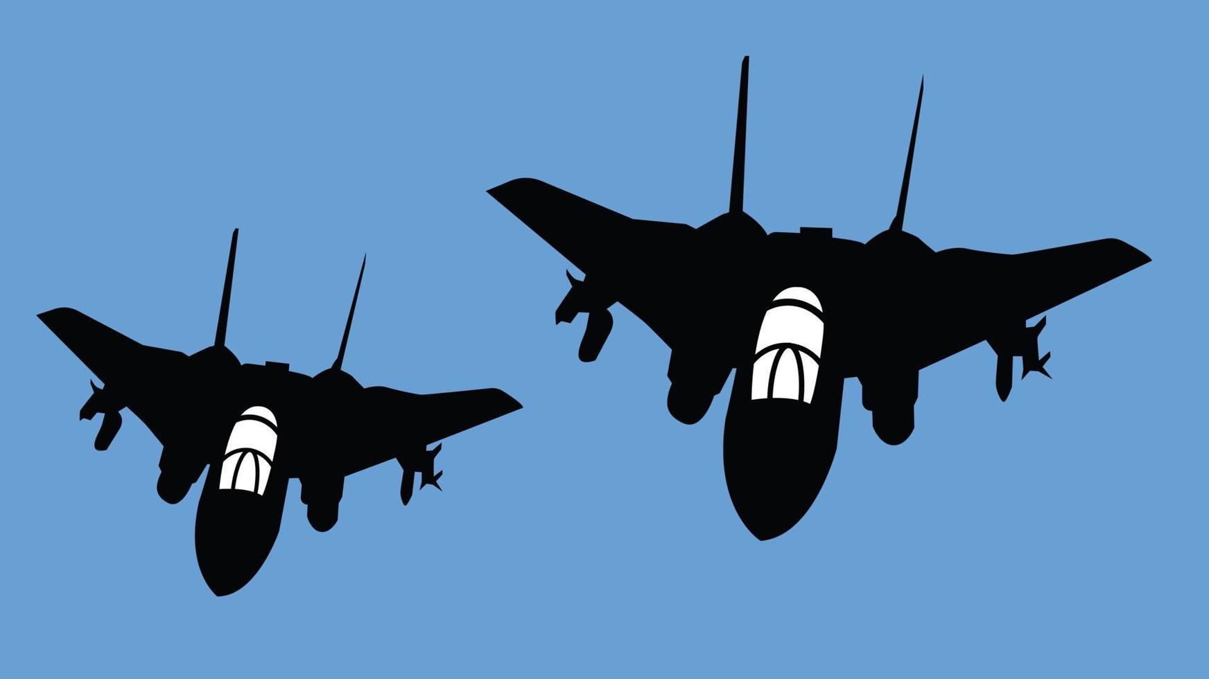 diseño de vector de silueta de dos aviones de combate f14