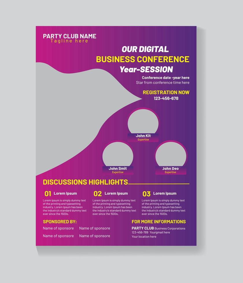 conference flyer template design. abstract business flyer, vector template design.