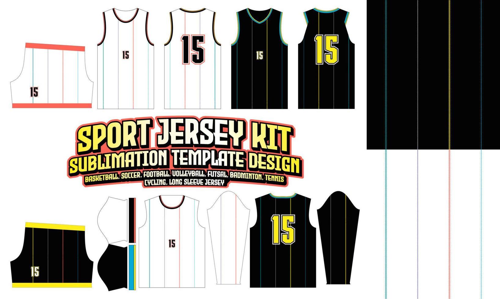 Stripe Jersey Apparel Sport Wear Sublimation pattern Design 182 for Soccer Football E-sport Basketball volleyball Badminton Futsal t-shirt vector