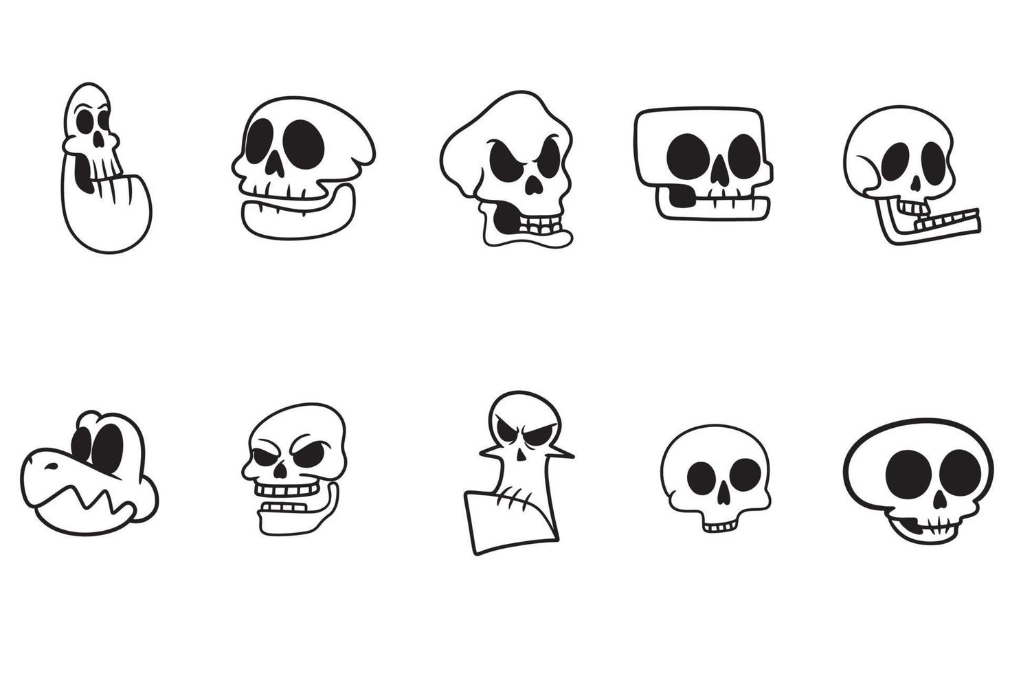 set of skull collection vector