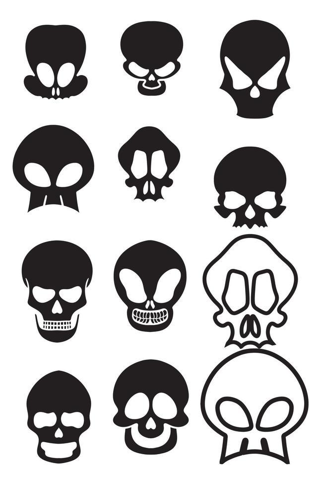 skull illustration vector set