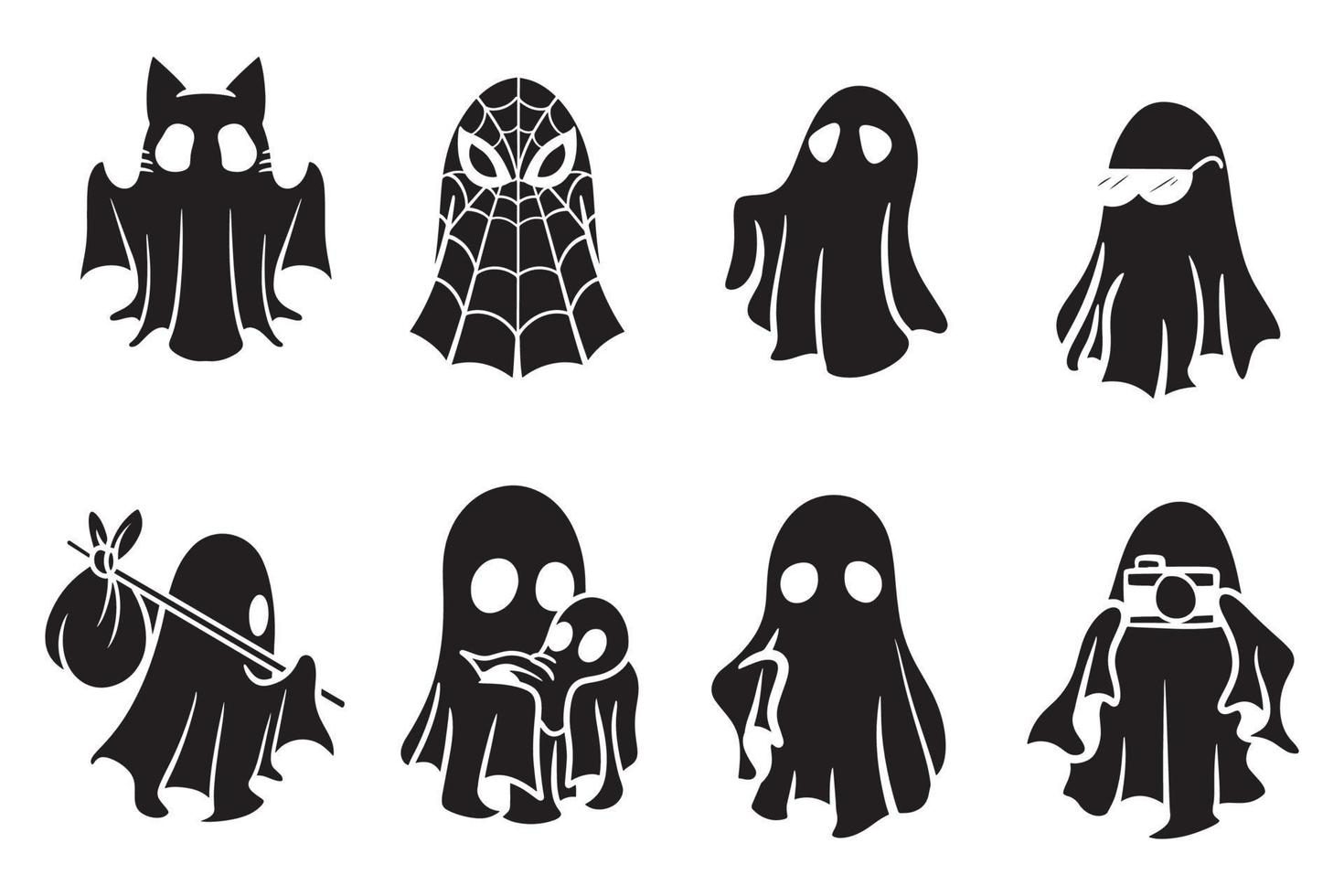 halloween ghost illustration vector set