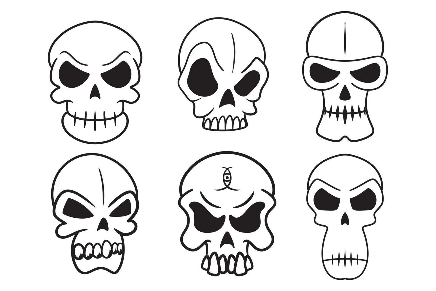 set of skull collection vector