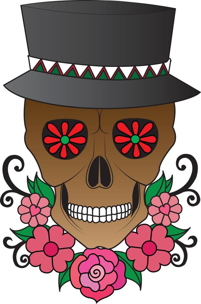 Art skull day of the dead. Hand drawing and make graphic vector. vector