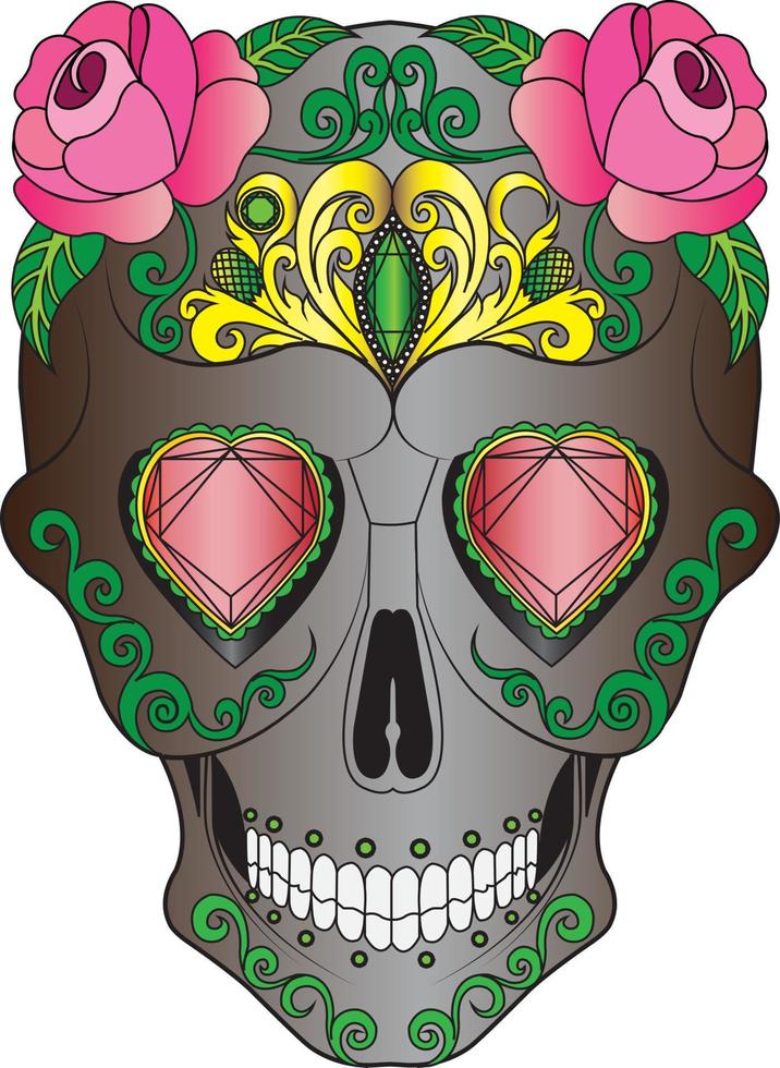 Art skull day of the dead. Hand painting and make graphic vector. vector