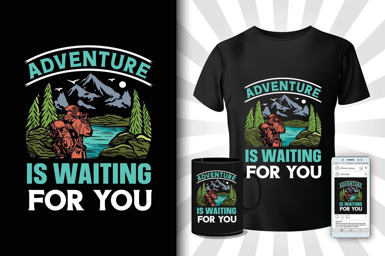 Adventure is waiting for you t-shirt design vector