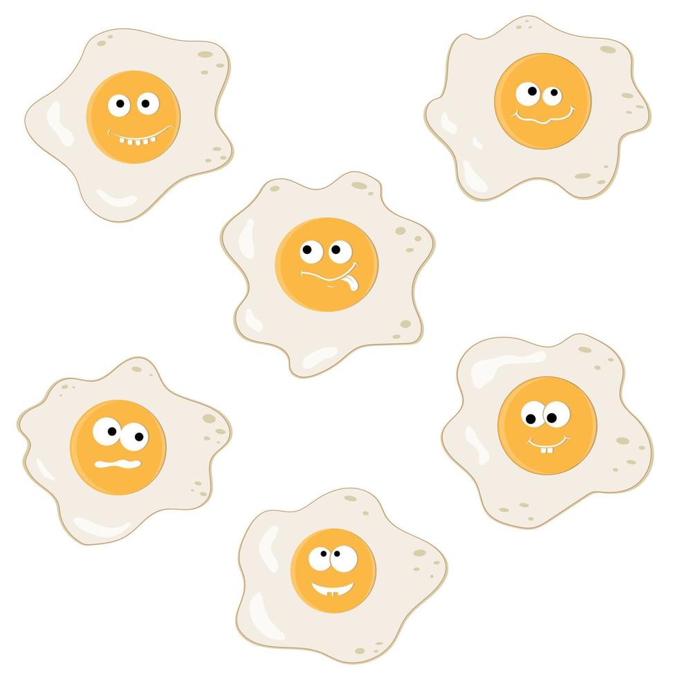Cute character fried eggs. Color isolated Vector illustration of kawaii cartoon.