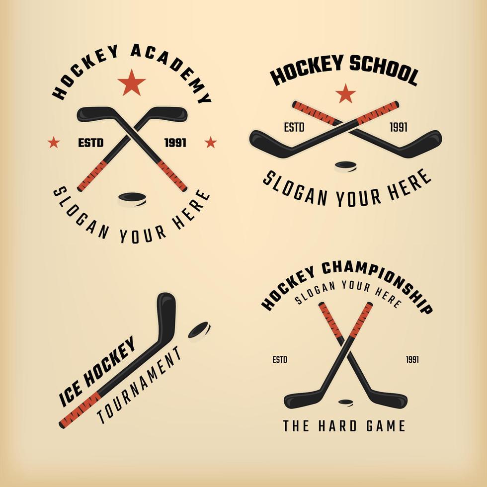 Hockey stick logo set design vector