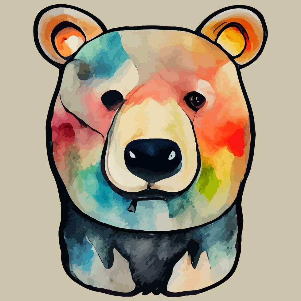 ilustración gráfica vectorial de lindo oso en estilo de color de agua bueno para imprimir en tarjeta de felicitación, póster, camiseta o diseño de producto para niños vector