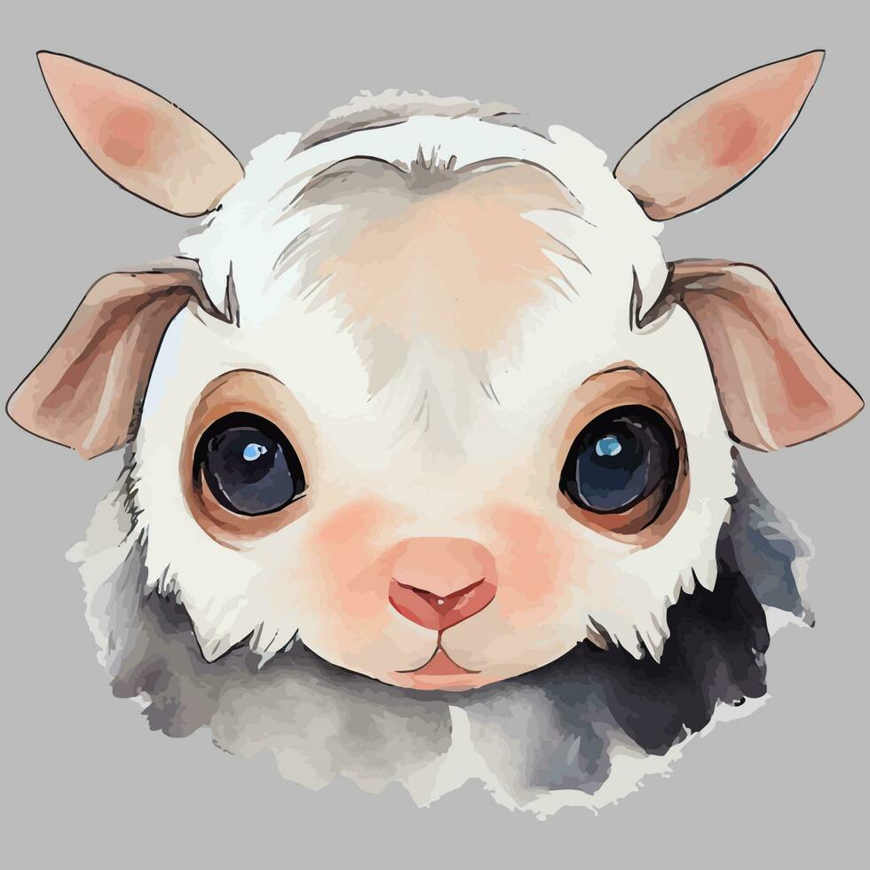 illustration vector graphic of baby goat on water color style good for print on greeting card, poster, t-shirt or kid product design